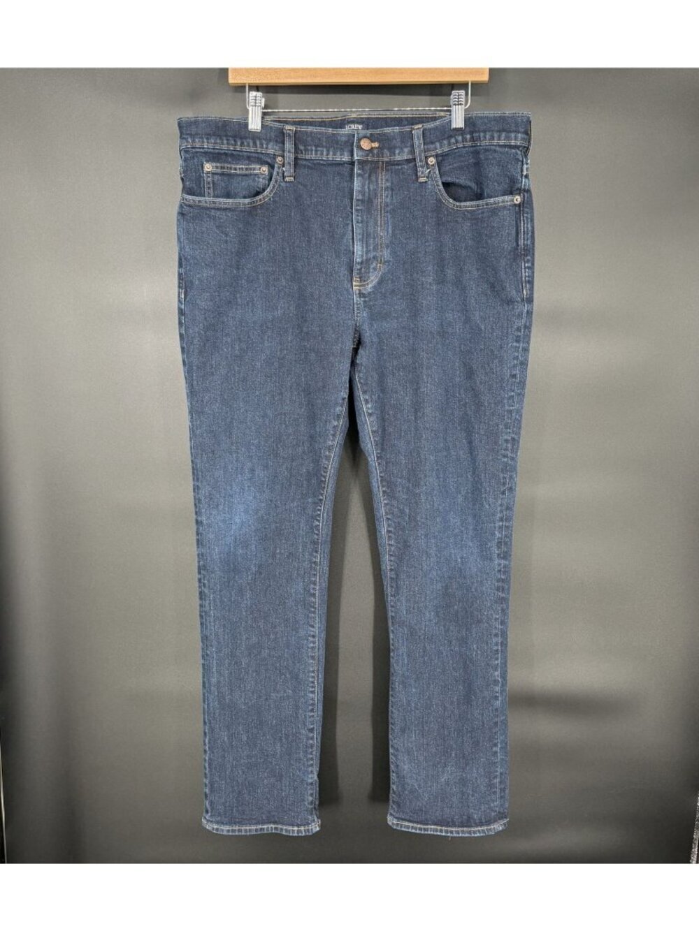 J.Crew Mens Straight-Fit Jean in Signature Flex 38x32 Dark Wash Stretch Classic